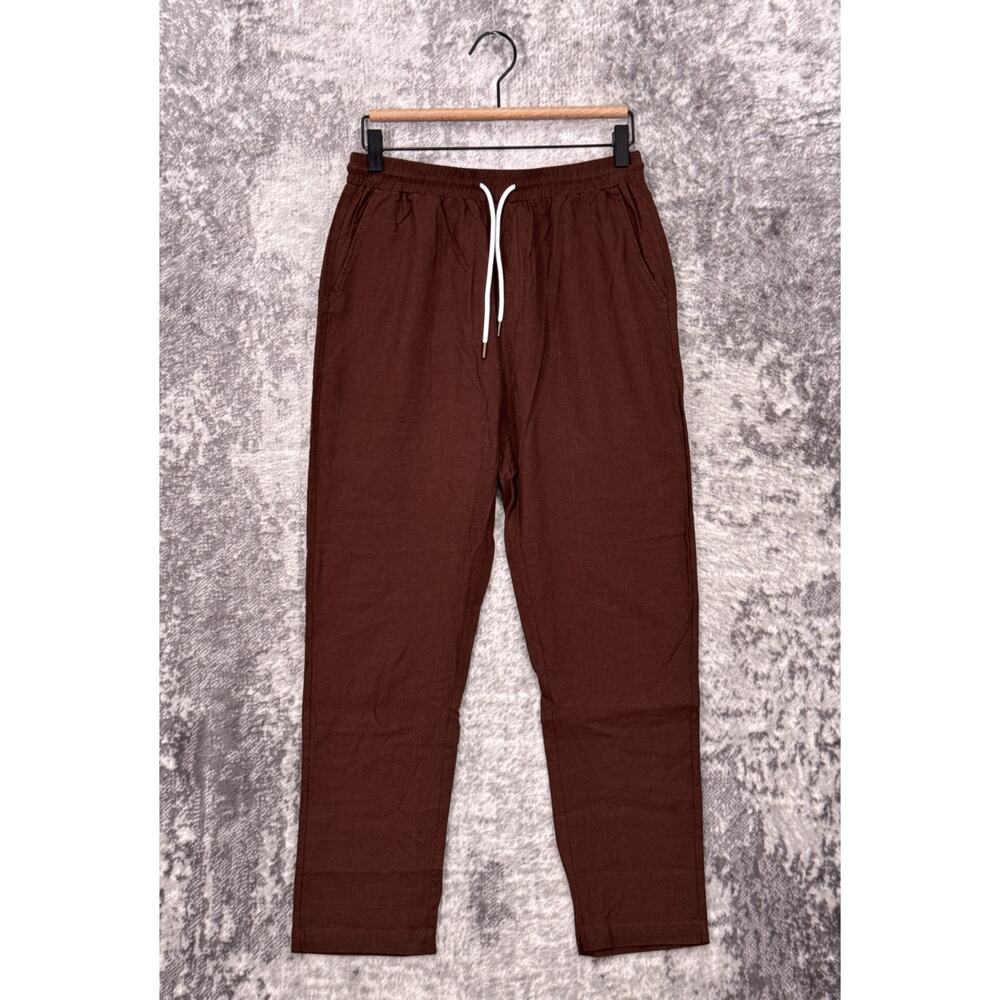 Dandy Del Mar Brisa Pants Small Mens Brown Linen Blend Tapered Cropped Leg